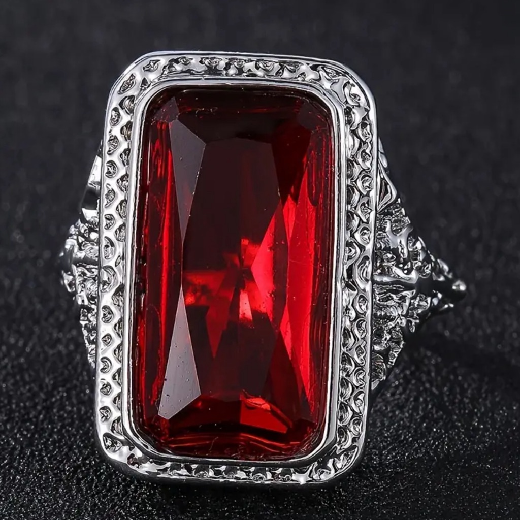 Beautiful Ruby Red Rectangular Ring